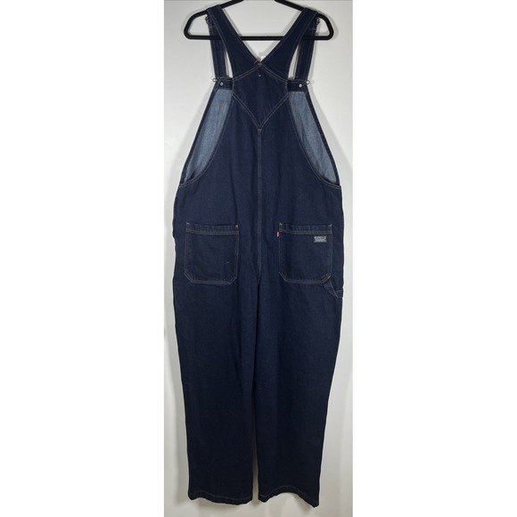 New Levi's Men Denim Bib Overalls Baggy Loose Fit Straight Leg Dark Wash LG NWT - Picture 5 of 8